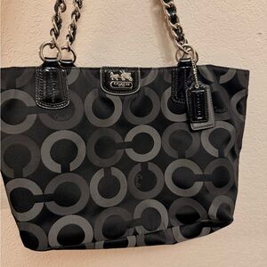 Coach Black and Gray Circle Pattern Tote